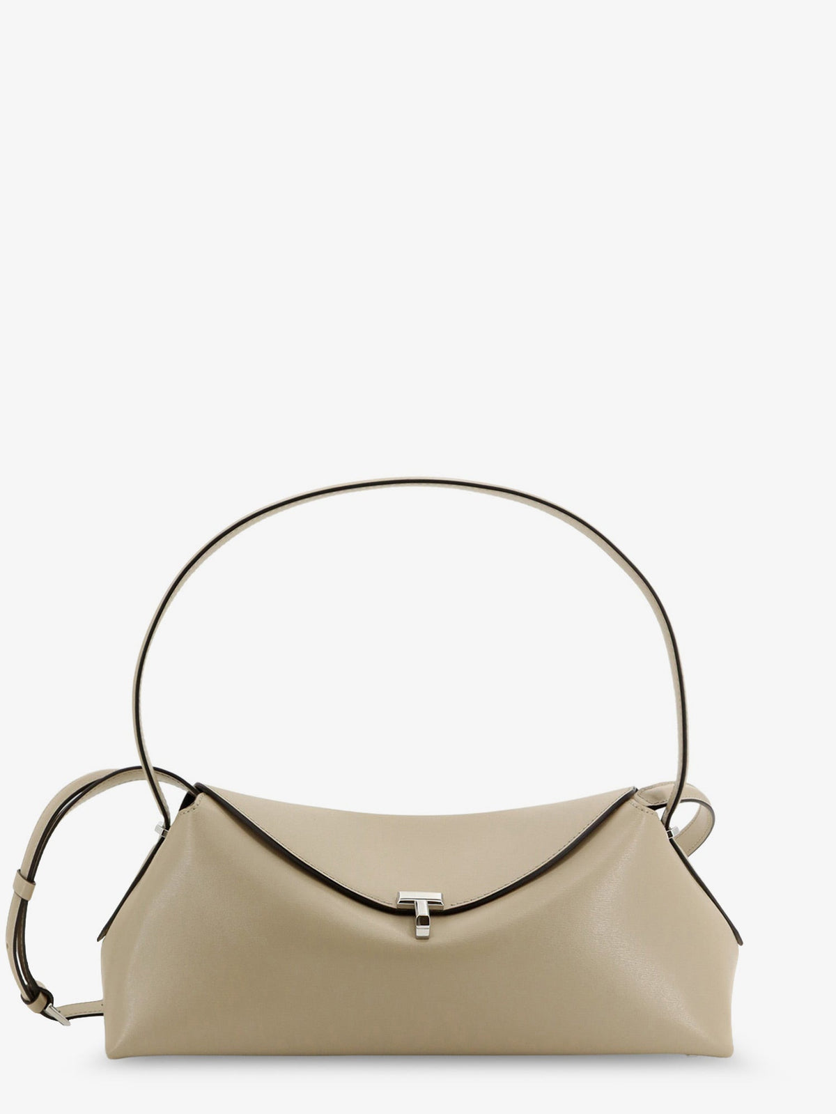 Toteme T-Lock hammered leather crossbody bag - Fawn
