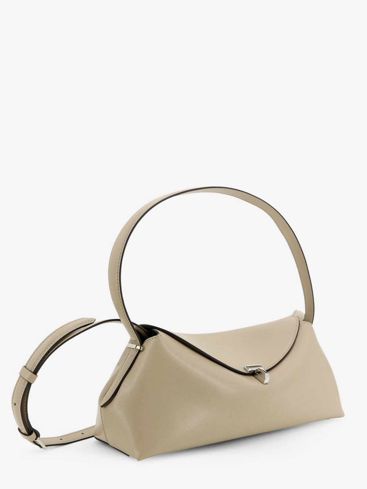 Toteme T-Lock hammered leather crossbody bag - Fawn