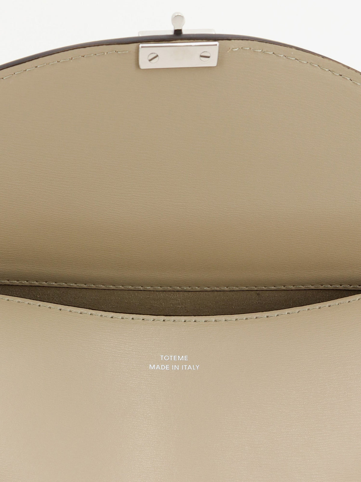 Toteme T-Lock hammered leather crossbody bag - Fawn