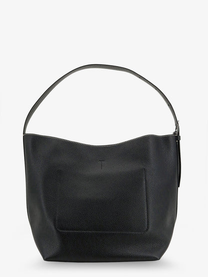 Toteme Medium Belted hammered leather shouder bag - Black