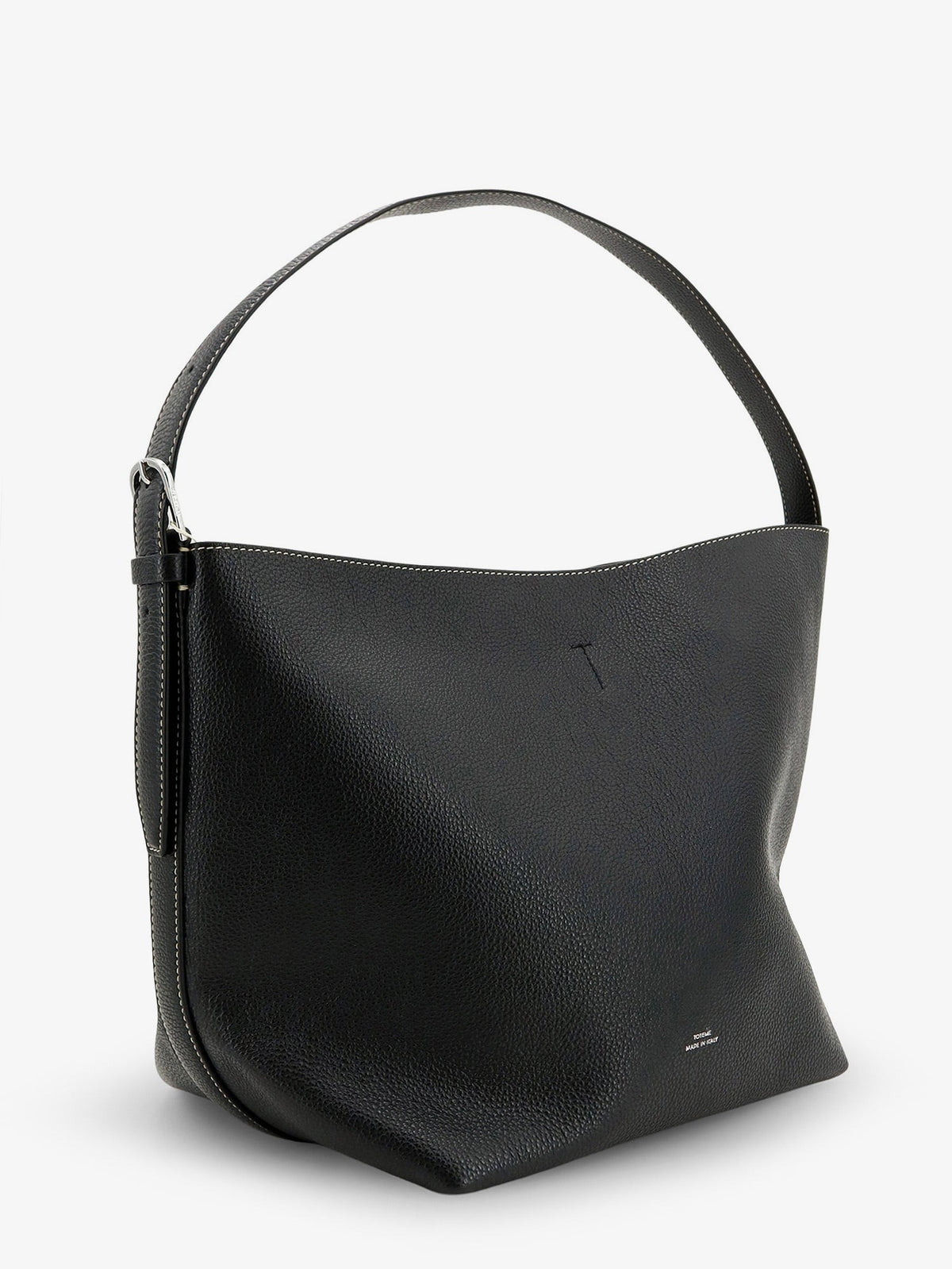 Toteme Medium Belted hammered leather shouder bag - Black