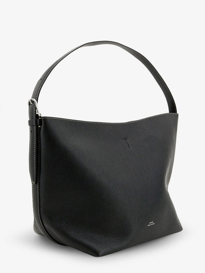 Toteme Medium Belted hammered leather shouder bag - Black