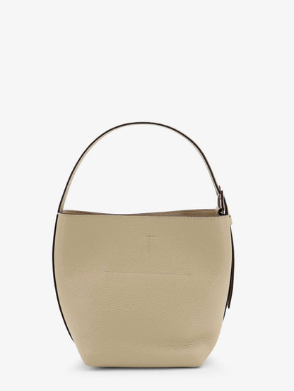 Toteme Petite Belted leather handbag with logo lettering print - Cashew