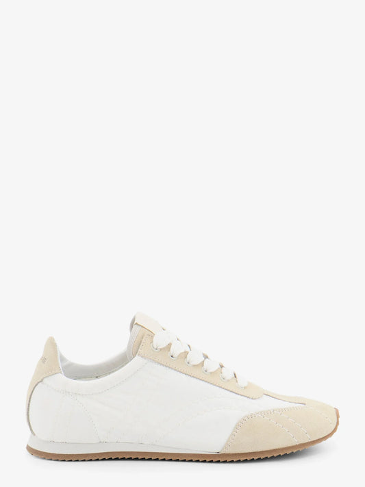 Toteme Nylon And Suede Sneakers With All Over Stitching Detail