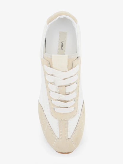 Toteme Nylon And Suede Sneakers With All Over Stitching