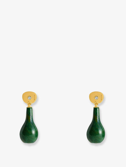 Toteme Jade Drops Brass Earrings - Dark Green/Gold