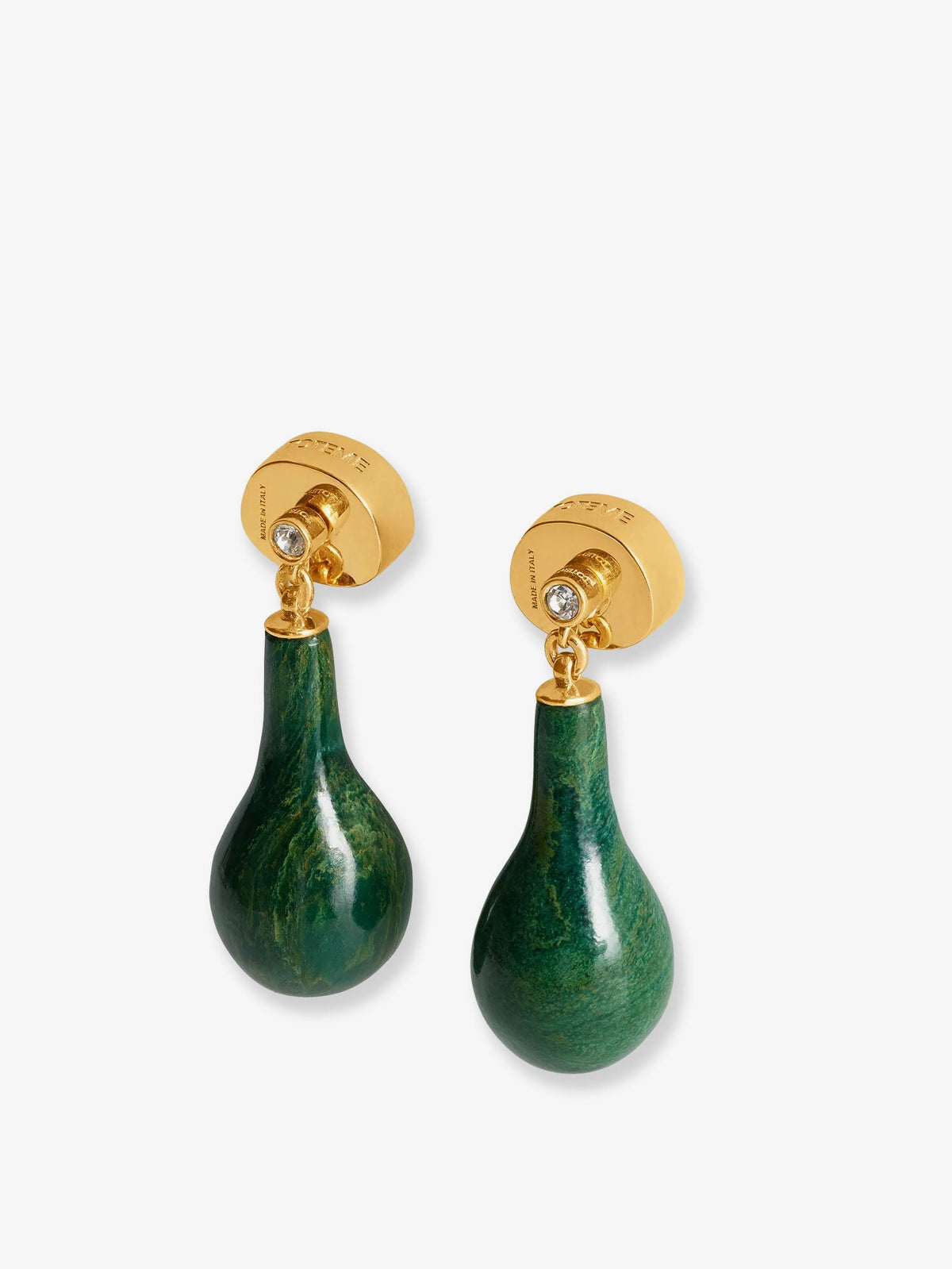Toteme Jade Drops Brass Earrings - Dark Green/Gold