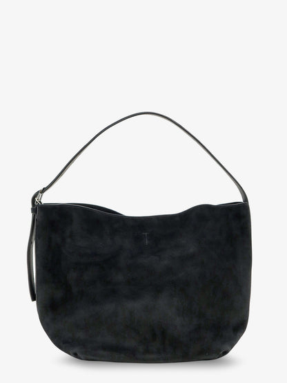 Toteme Medium Belted suede shoulder bag - Black