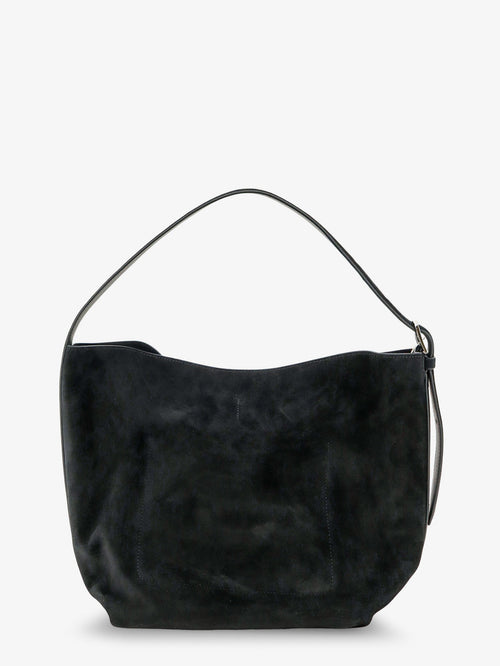 Toteme Medium Belted suede shoulder bag - Black