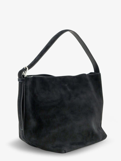 Toteme Medium Belted suede shoulder bag - Black