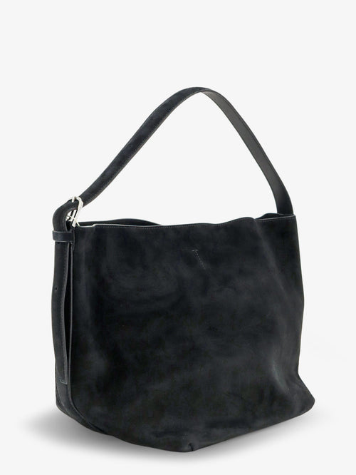 Toteme Medium Belted suede shoulder bag - Black