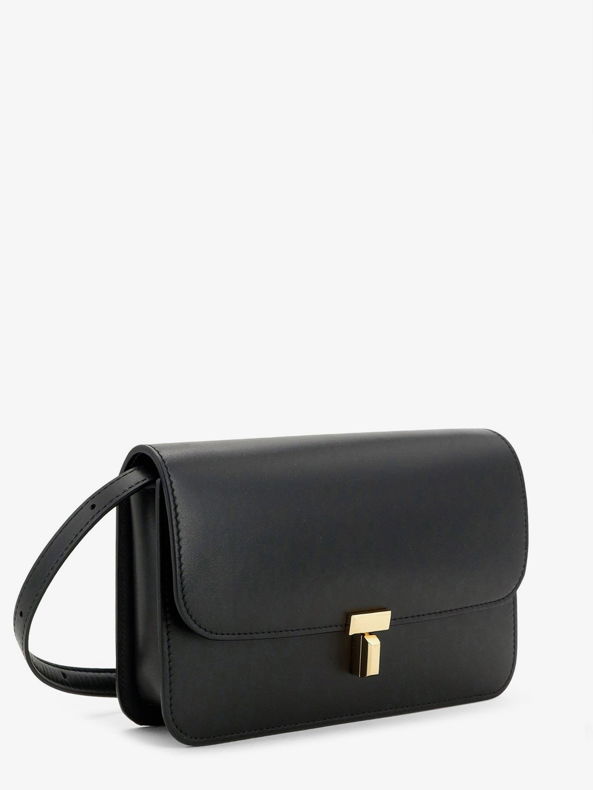 Toteme T-Lock leather crossbody bag - Black
