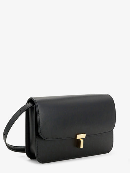 Toteme T-Lock leather crossbody bag - Black