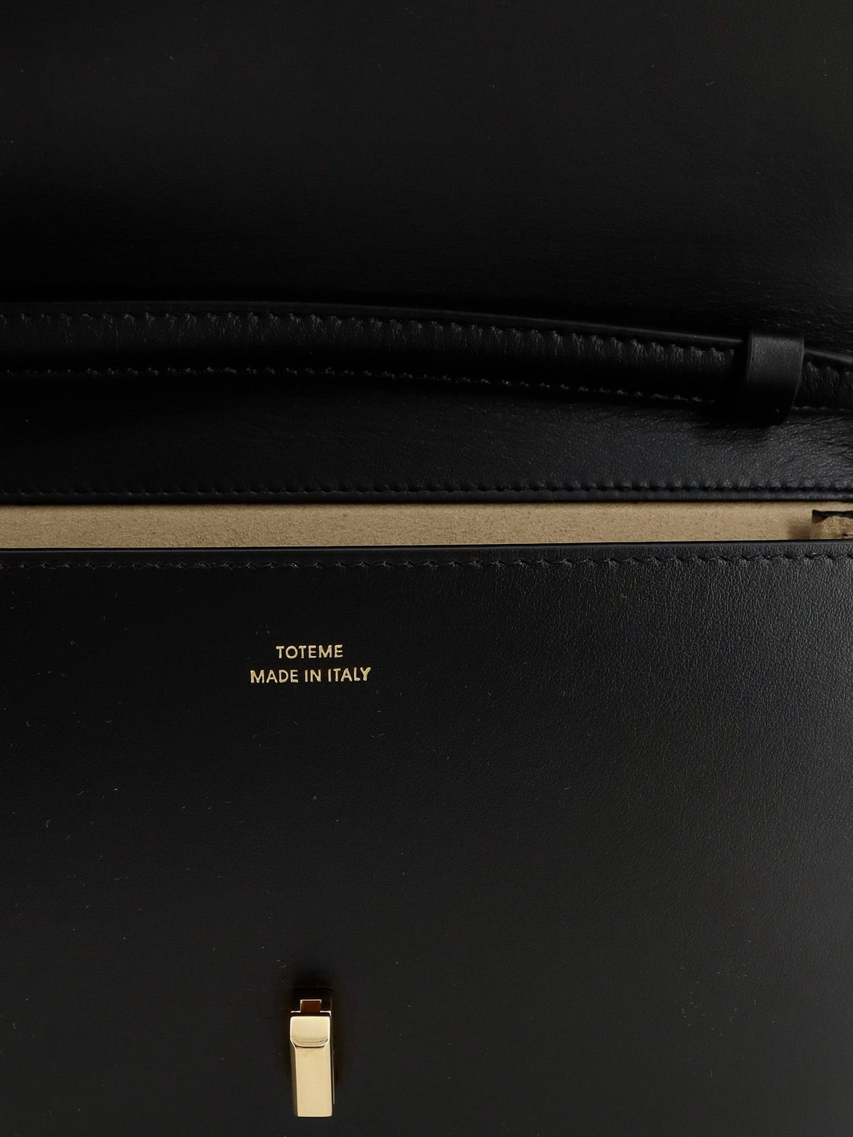 Toteme T-Lock leather crossbody bag - Black