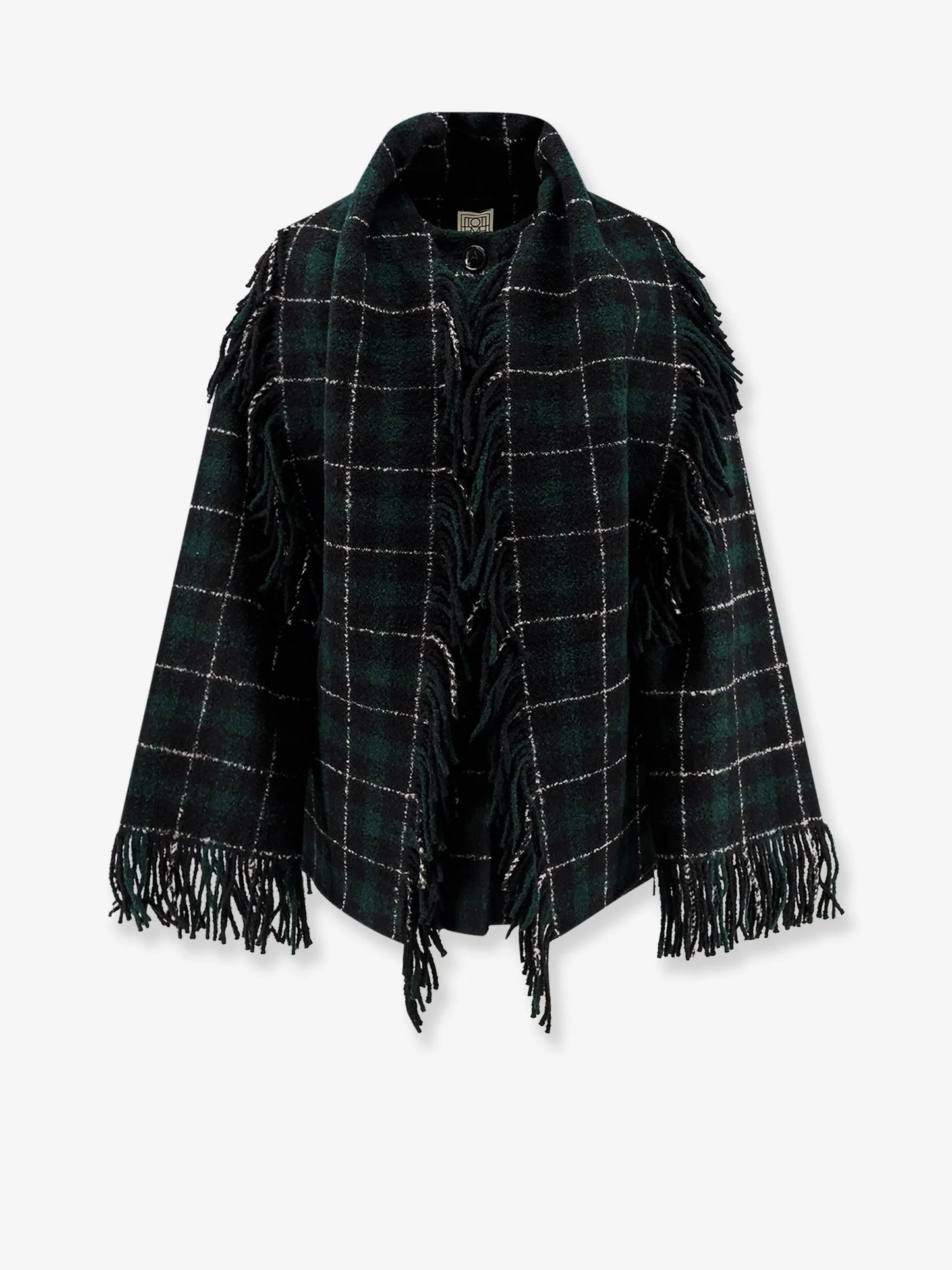 TOTEME - Fringed scarf madras wool coat