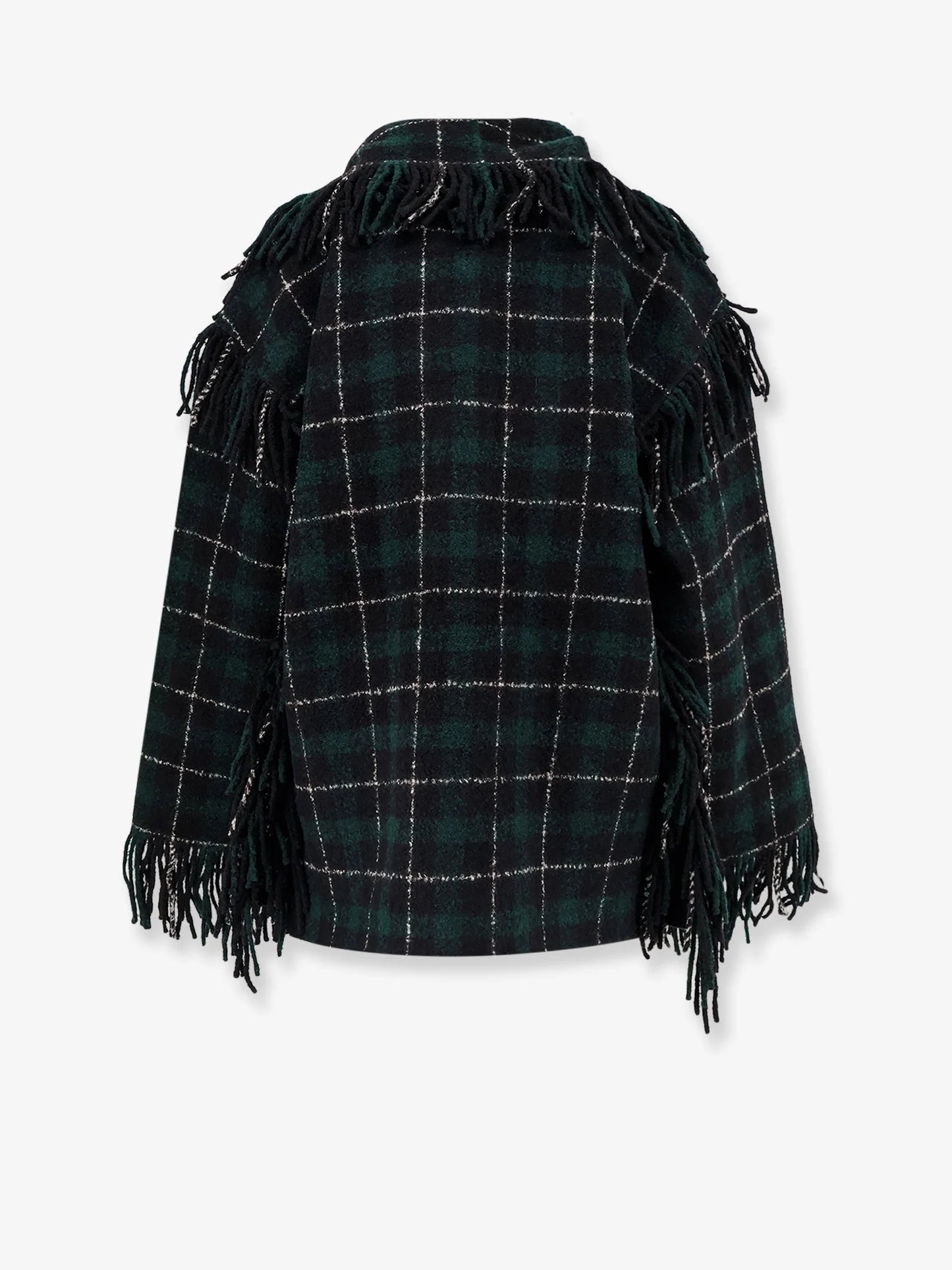 TOTEME - Fringed scarf madras wool coat