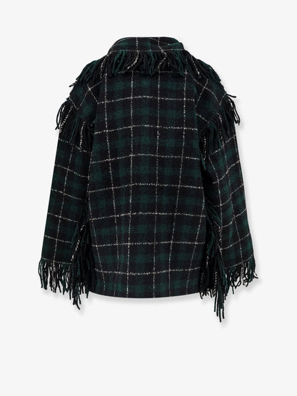 TOTEME - Fringed scarf madras wool coat