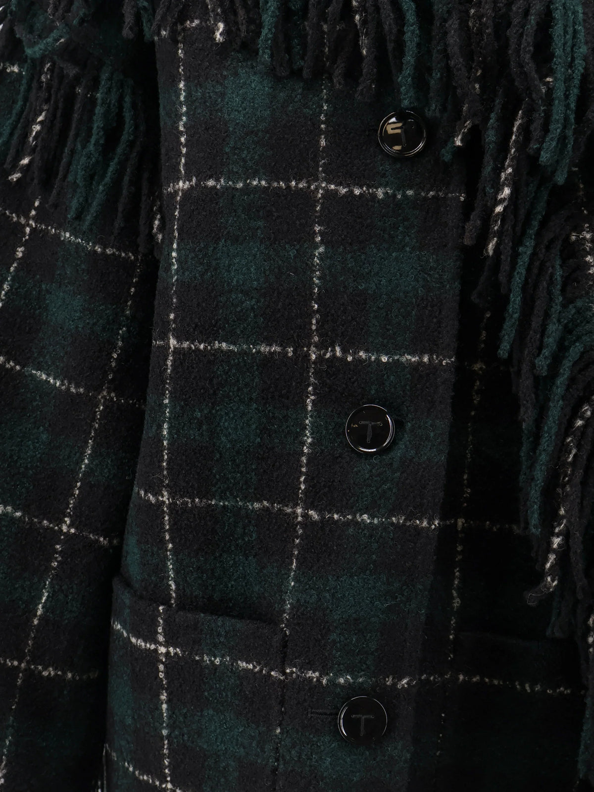 TOTEME - Fringed scarf madras wool coat