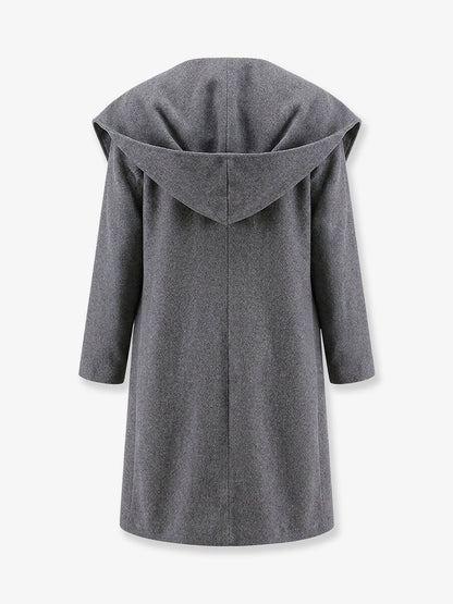 Toteme Wool Hoodie Coat - Pale Grey MéLange