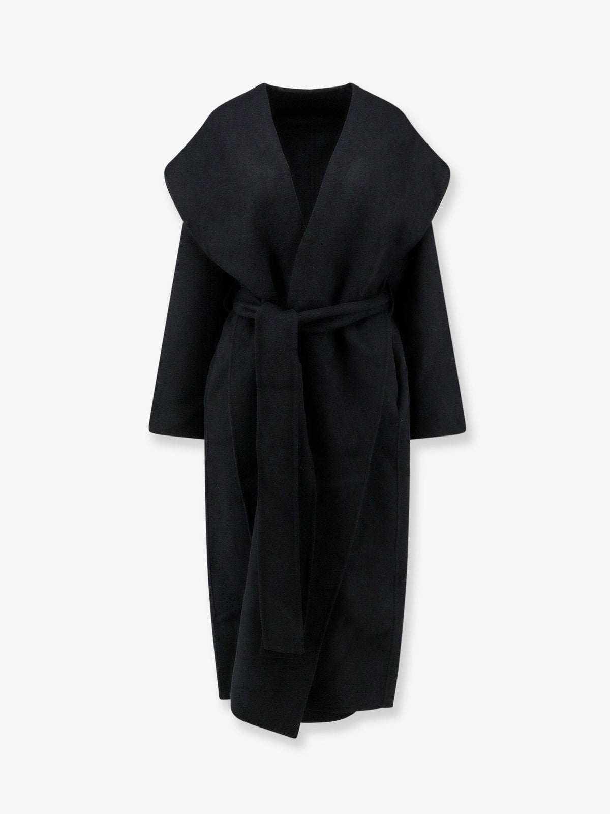 Toteme Hooded belted wool coat - Black