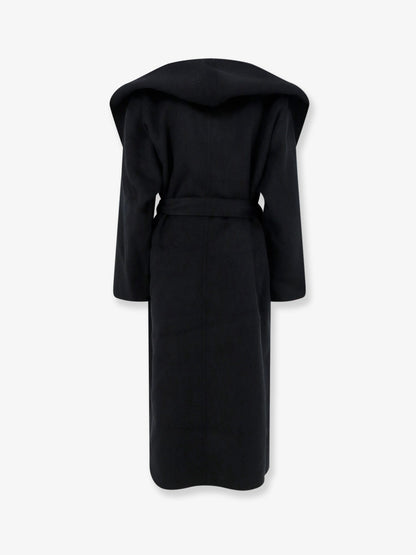 Toteme Hooded belted wool coat - Black
