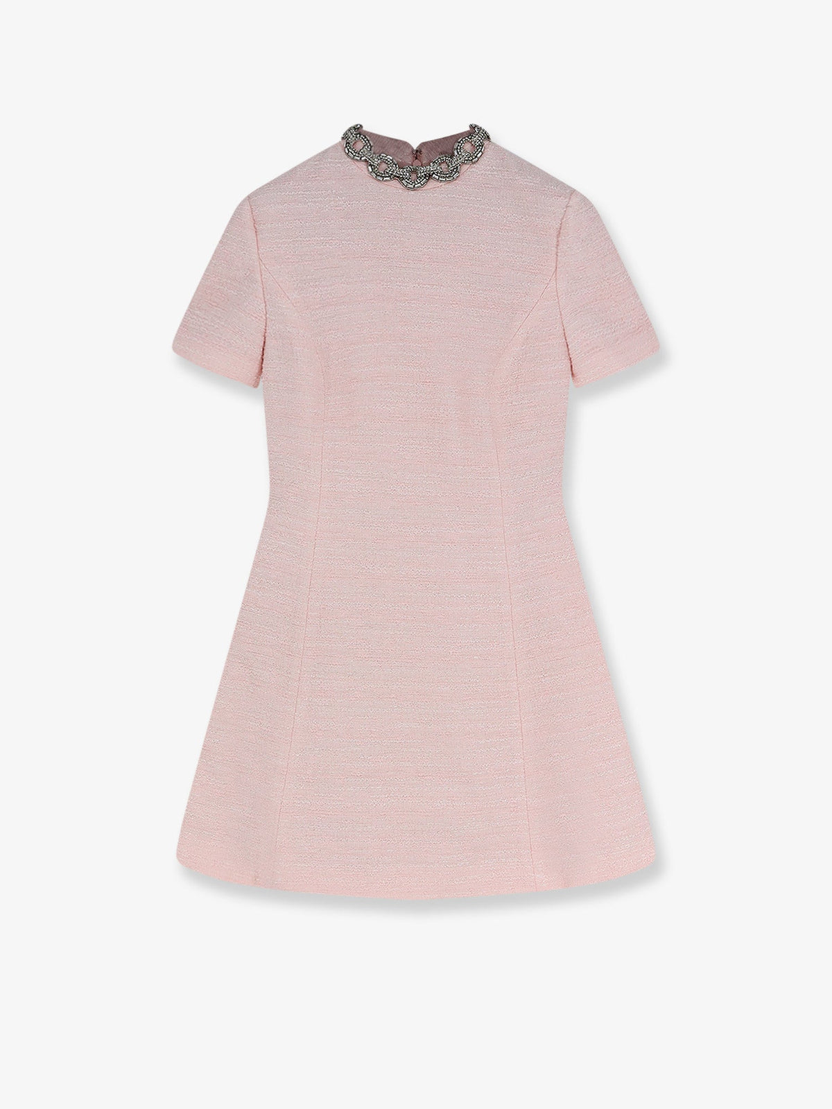 Valentino Embroidered Crinkle Cotton Tweed mini dress - Glossypinksilver