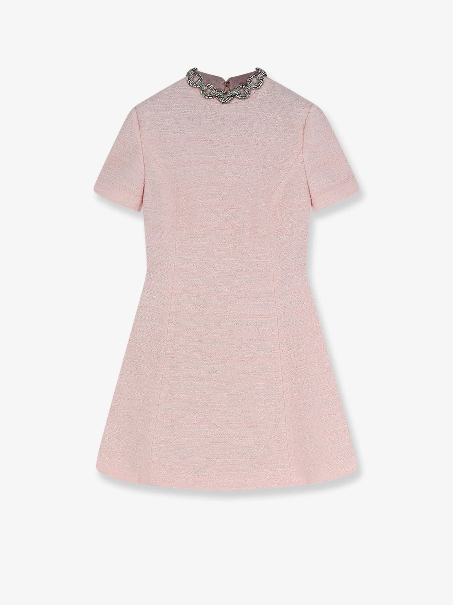 Valentino Embroidered Crinkle Cotton Tweed Mini Dress