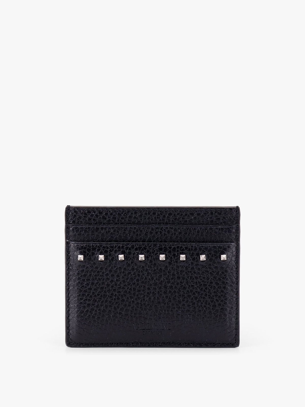 Valentino Garavani Leather card holder with stud detail - Nero