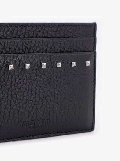Valentino Garavani Leather card holder with stud detail - Nero