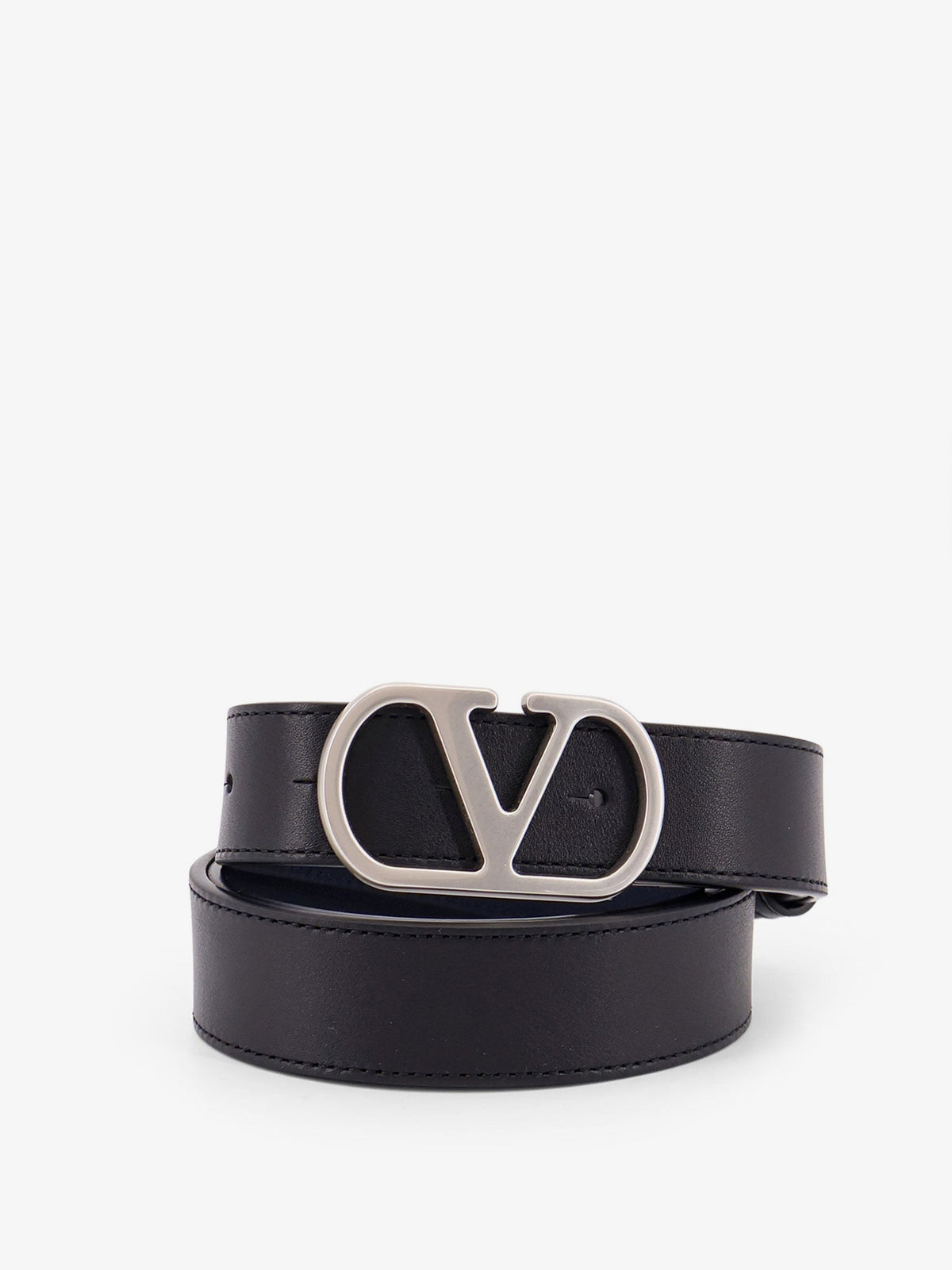 Valentino Garavani Vlogo leather reversible belt - Nero/Marine