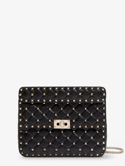Valentino Garavani Rockstud Spike leather crossbody bag with iconic all-over studs - Nero