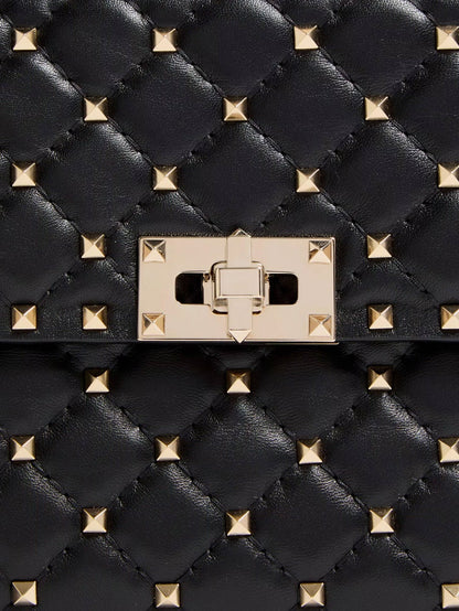 Valentino Garavani Rockstud Spike leather crossbody bag with iconic all-over studs - Nero