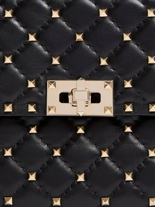 Valentino Garavani Rockstud Spike leather crossbody bag with iconic all-over studs - Nero