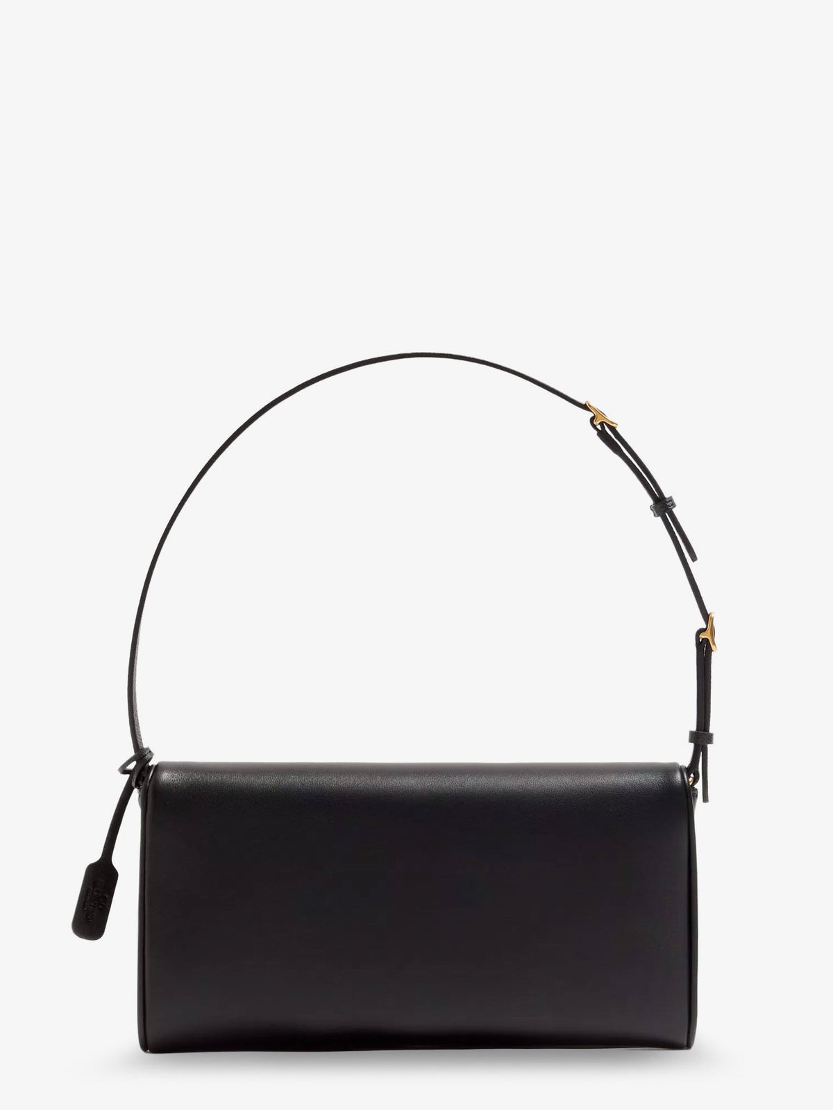 Valentino Garavani DeVain Leather Shoulder Bag with Metal VLogo Signature - Nero