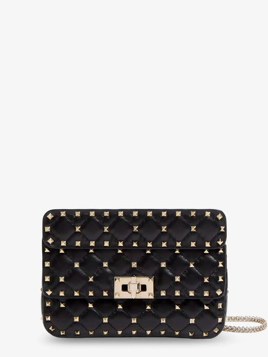 Valentino Garavani Rockstud Spike Leather Shoulder Bag With Iconic All Over Studs