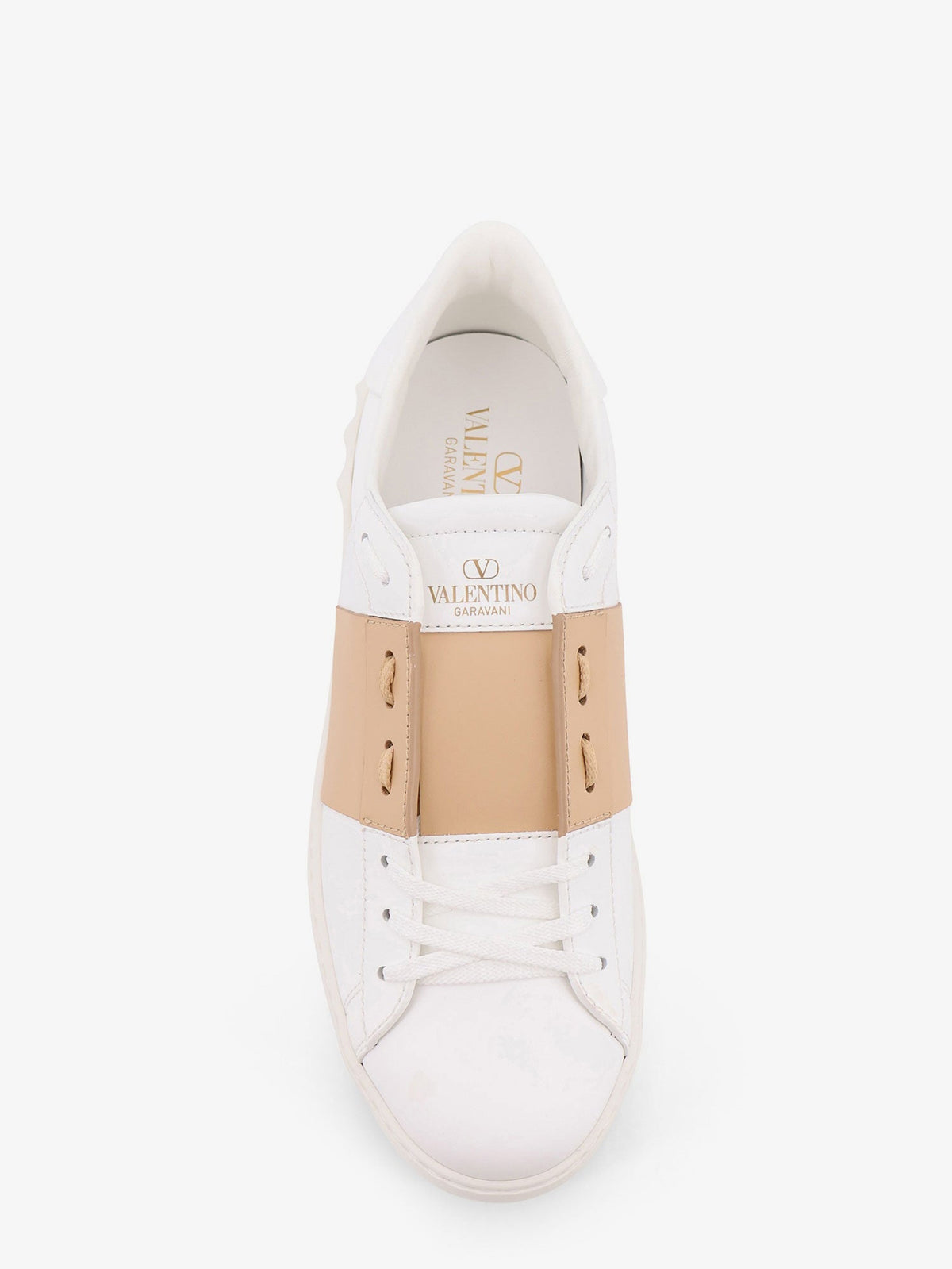 Valentino Garavani Open leather sneakers - Bianco Beige