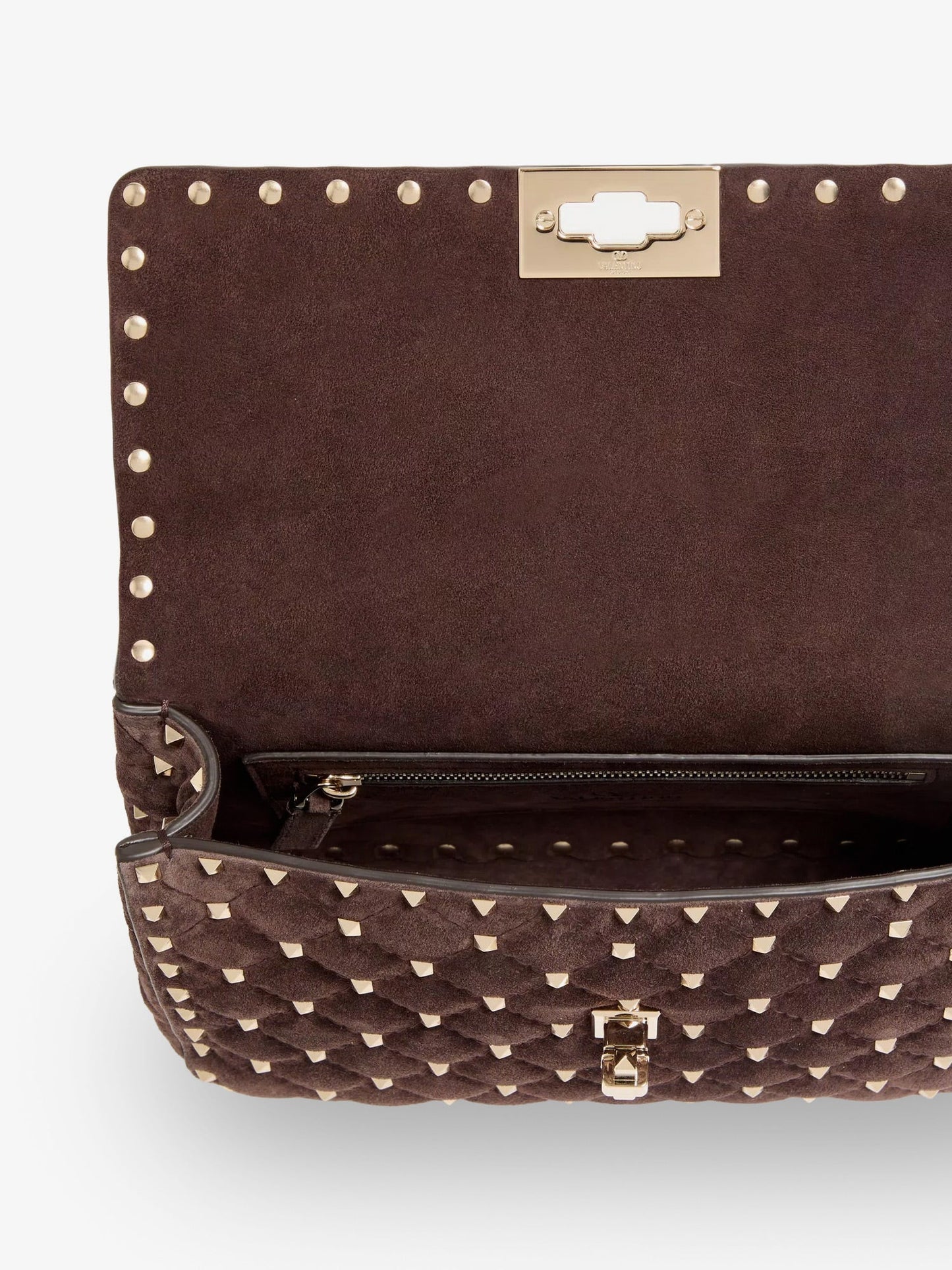 Valentino Garavani Rockstud Spike Suede Crossbody Bag With Iconic All Over Studs