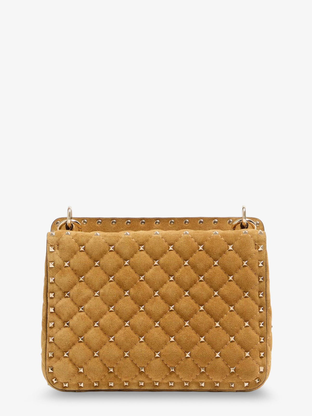 Valentino Garavani Rockstud Spike suede crossbody bag with iconic all-over studs - Havanabeige