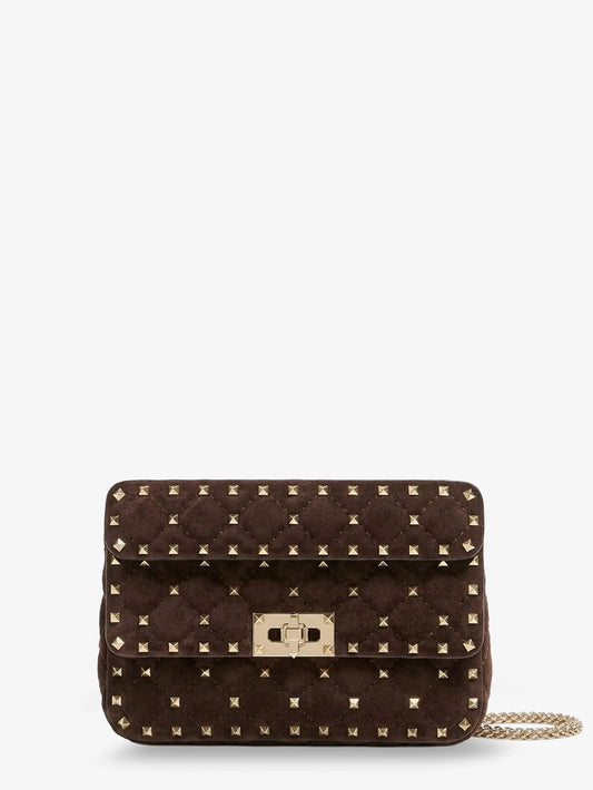 Valentino Garavani Rockstud Spike Suede Crossbody Bag With All Over Studs