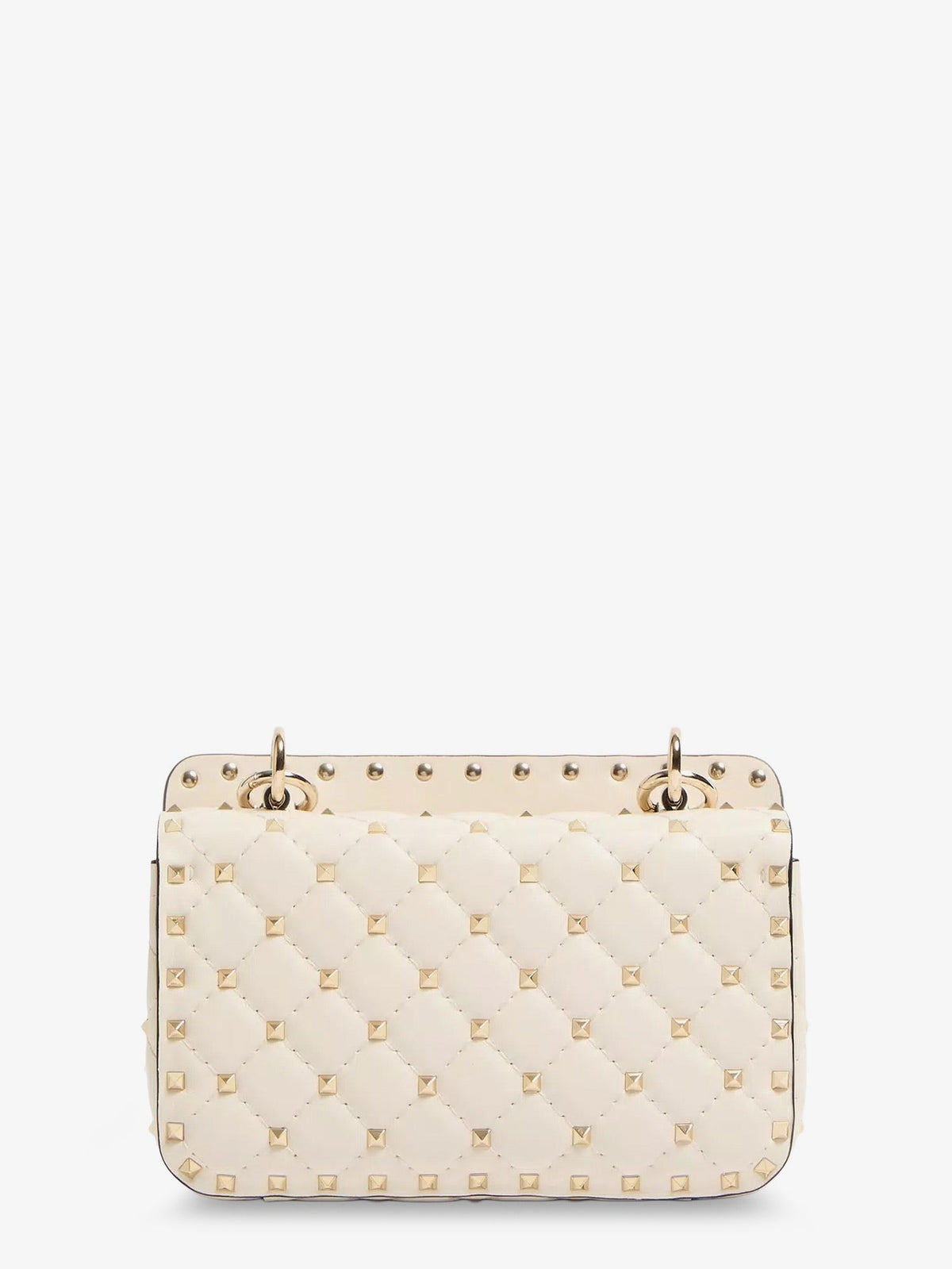Valentino Garavani Rockstud Spike leather shoulder bag with iconic all-over studs - Lightivory