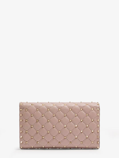 Valentino Garavani Rockstud Spike leather crossbody with iconic all-over studs - Poudre