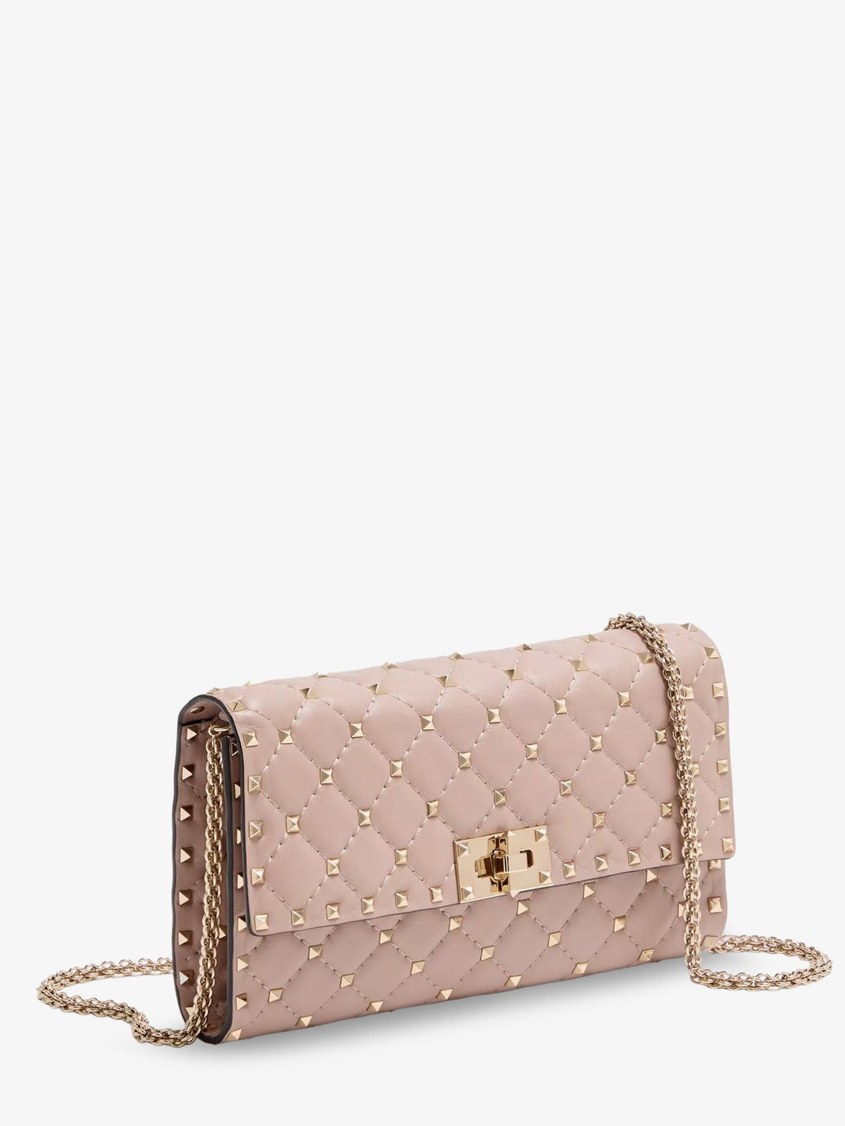 Valentino Garavani Rockstud Spike leather crossbody with iconic all-over studs - Poudre