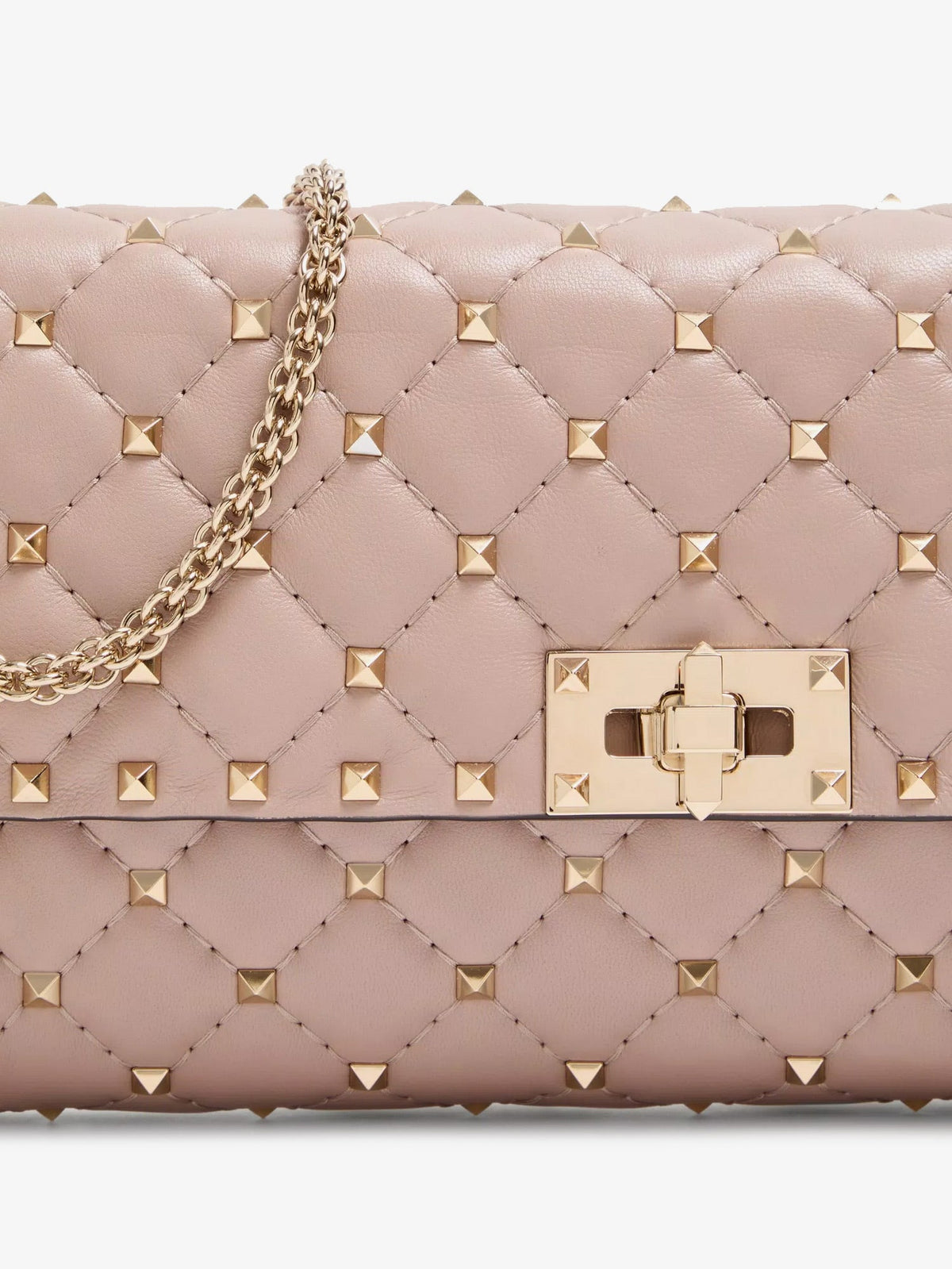 Valentino Garavani Rockstud Spike leather crossbody with iconic all-over studs - Poudre