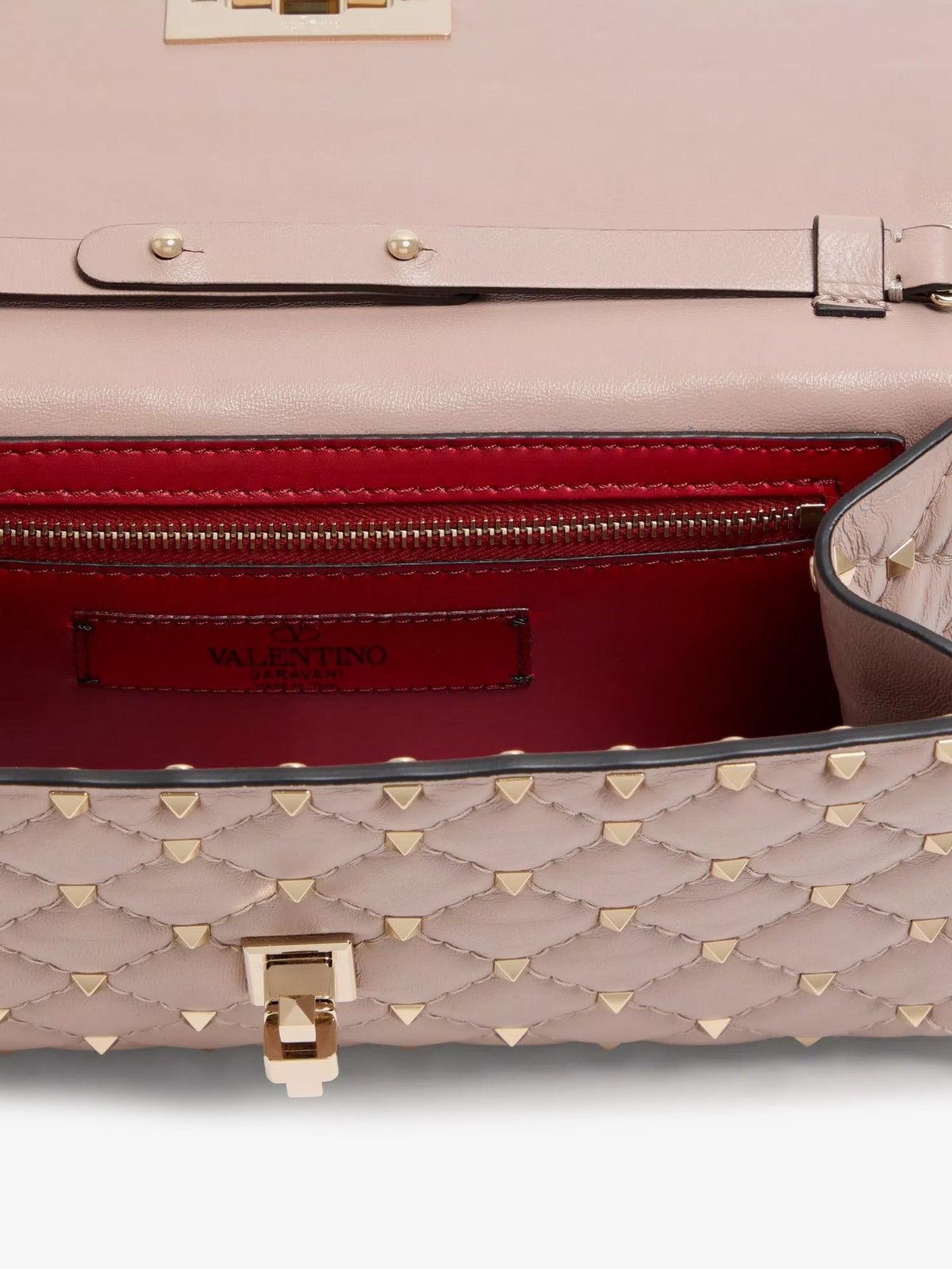 Valentino Garavani Rockstud Spike leather crossbody with iconic all-over studs - Poudre