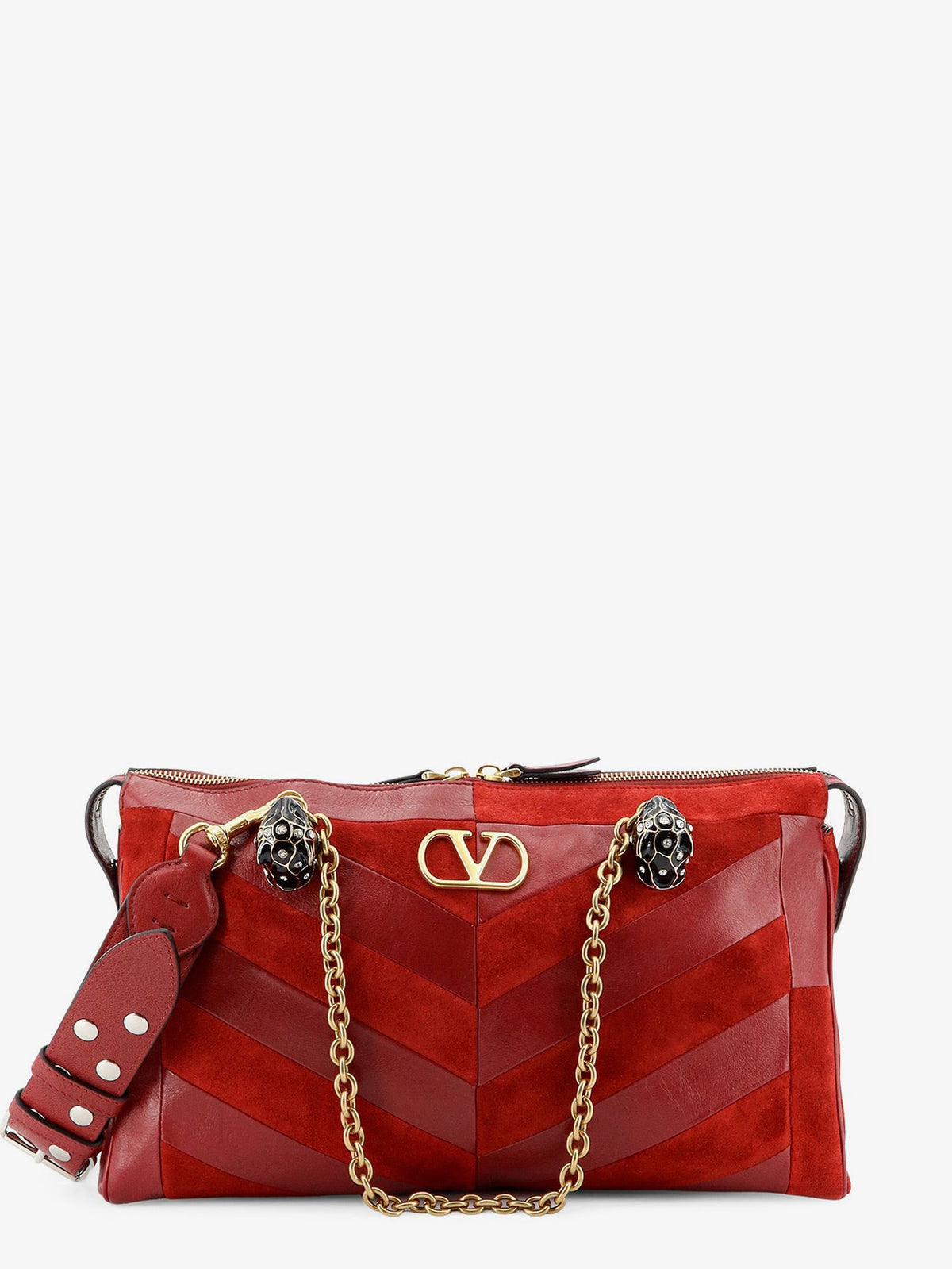 Valentino Garavani Panthea suede and leather crossbody bag - Russetred