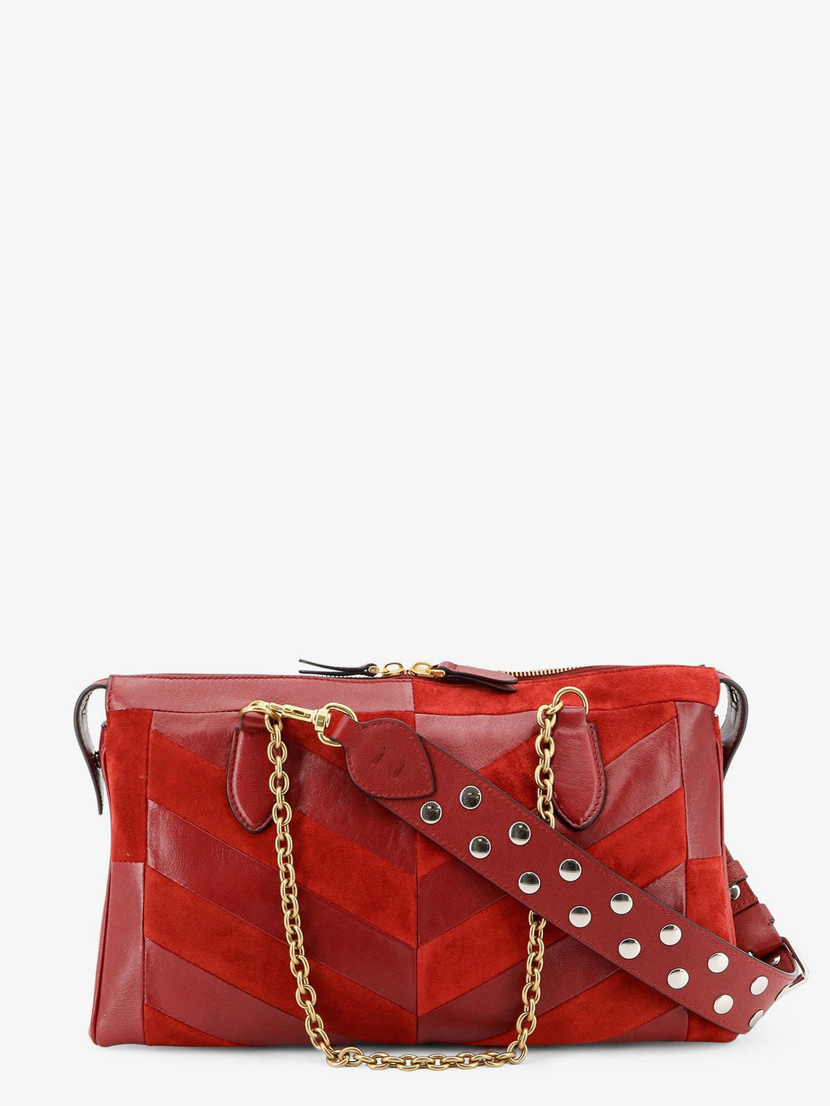 Valentino Garavani Panthea suede and leather crossbody bag - Russetred