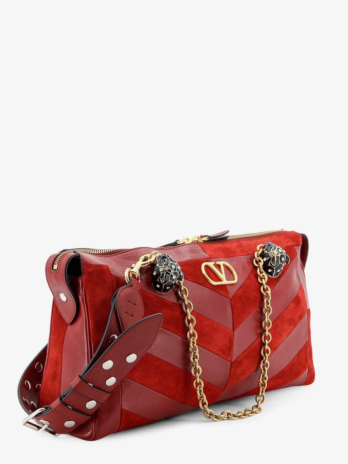 Valentino Garavani Panthea suede and leather crossbody bag - Russetred