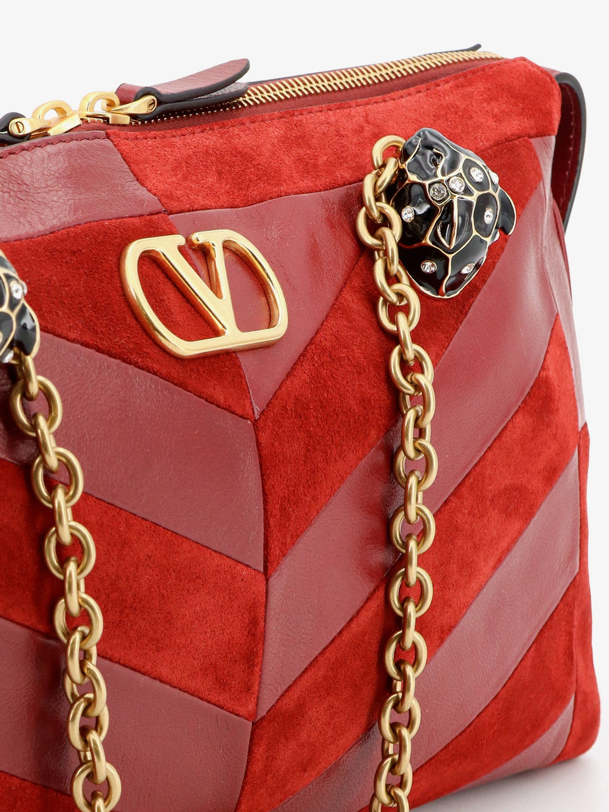 Valentino Garavani Panthea suede and leather crossbody bag - Russetred