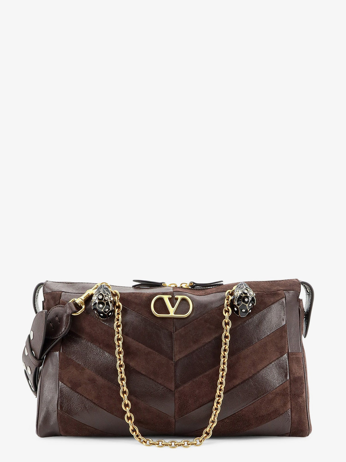 Valentino Garavani Panthea suede and leather shoulder bag - Ebonybrown