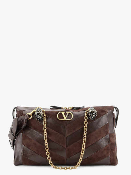 Valentino Garavani Panthea suede and leather shoulder bag - Ebonybrown